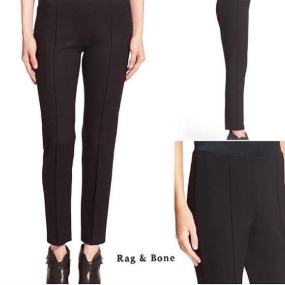 Rag & Bone Polly black side zip ankle pants size 4 Pin-tucked Center Seams - Picture 3 of 16